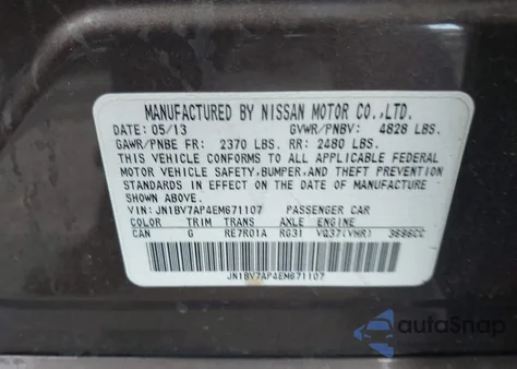 2014 Infiniti Q50 Premium from USA, damaged, VIN JN1BV7AP4EM671107